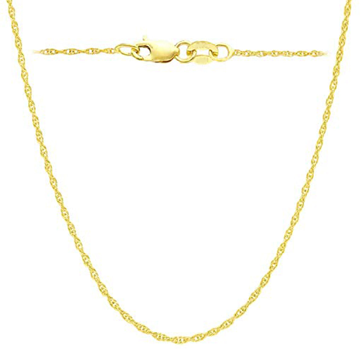 14k Yellow Gold Rope Chain Necklace, 0.8mm, 18" fine designer jewelry for men and women