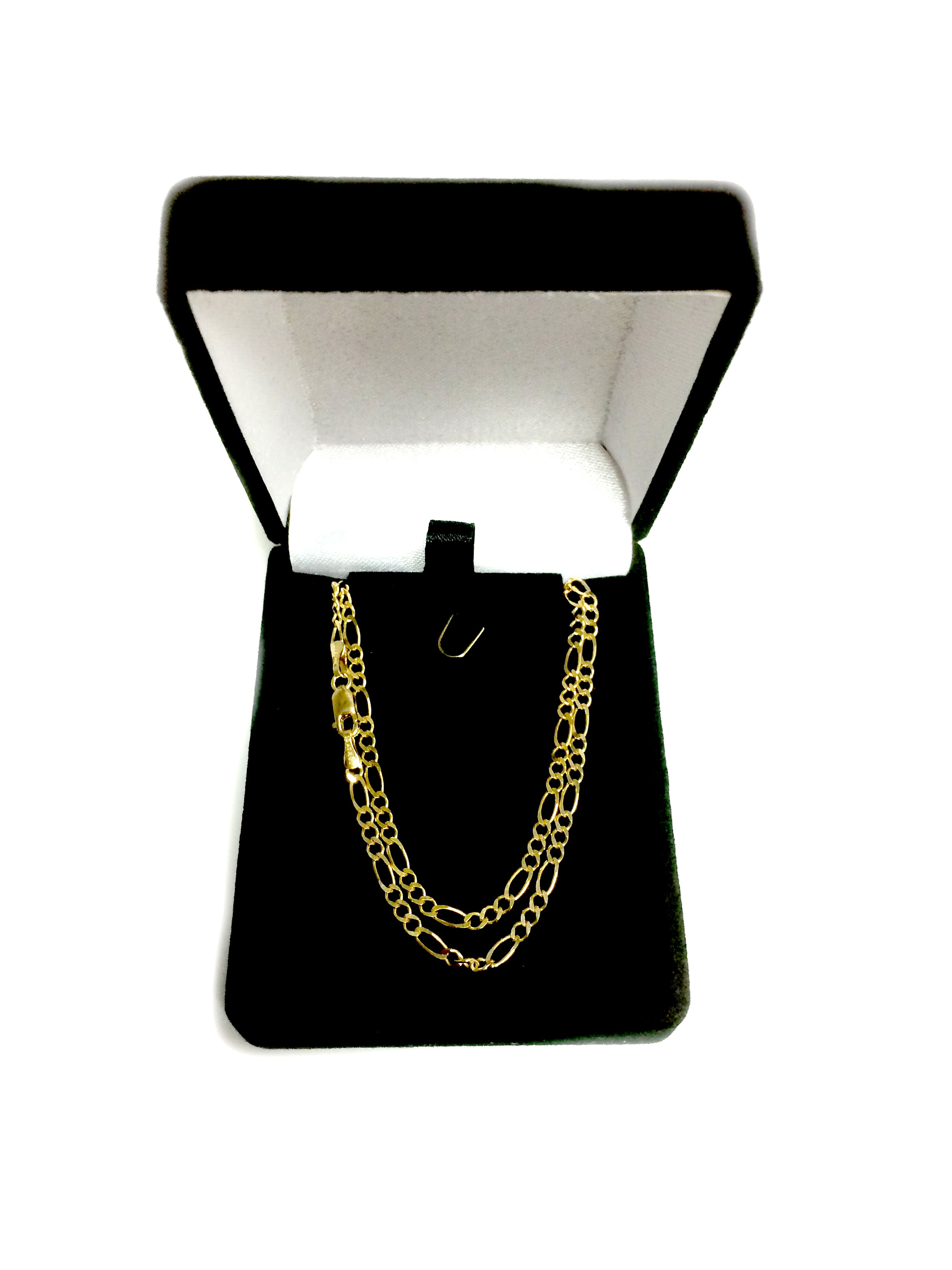 10k Yellow Solid Gold Figaro Chain Bracelet, 3.0mm, 7" fine designer jewelry for men and women