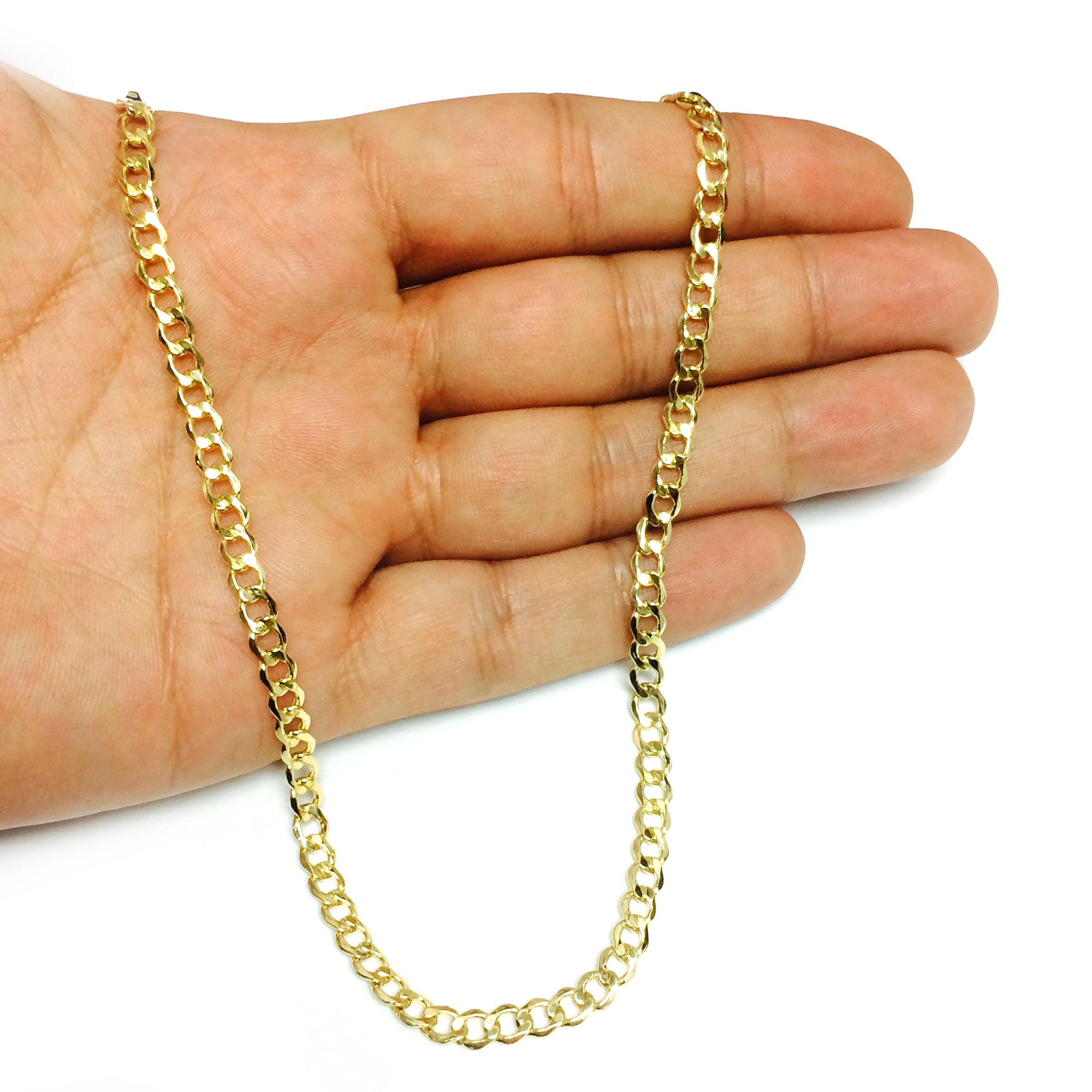 10k Yellow Gold Curb Hollow Chain Necklace, 4.4mm fine designer jewelry for men and women