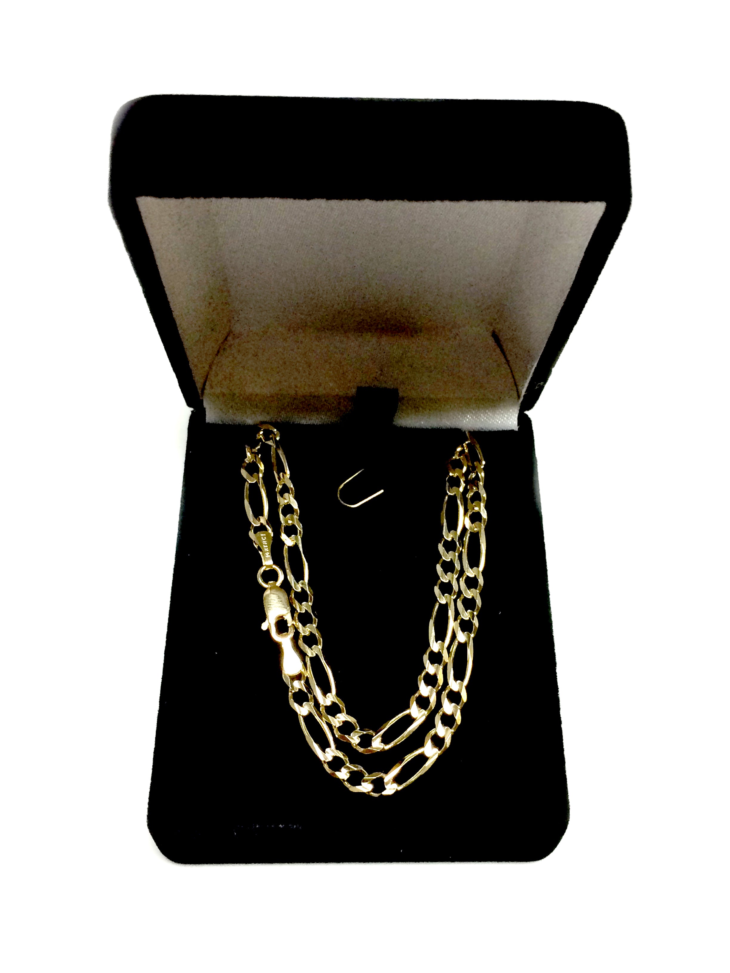 10k Yellow Solid Gold Figaro Chain Necklace, 4.0mm fine designer jewelry for men and women