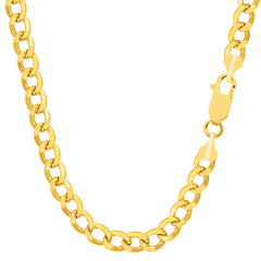 10k Yellow Gold Curb Hollow Chain Necklace, 5.3mm fine designer jewelry for men and women