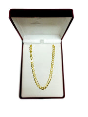 14k Yellow Gold Curb Hollow Chain Necklace, Width 5.5mm fine designer jewelry for men and women