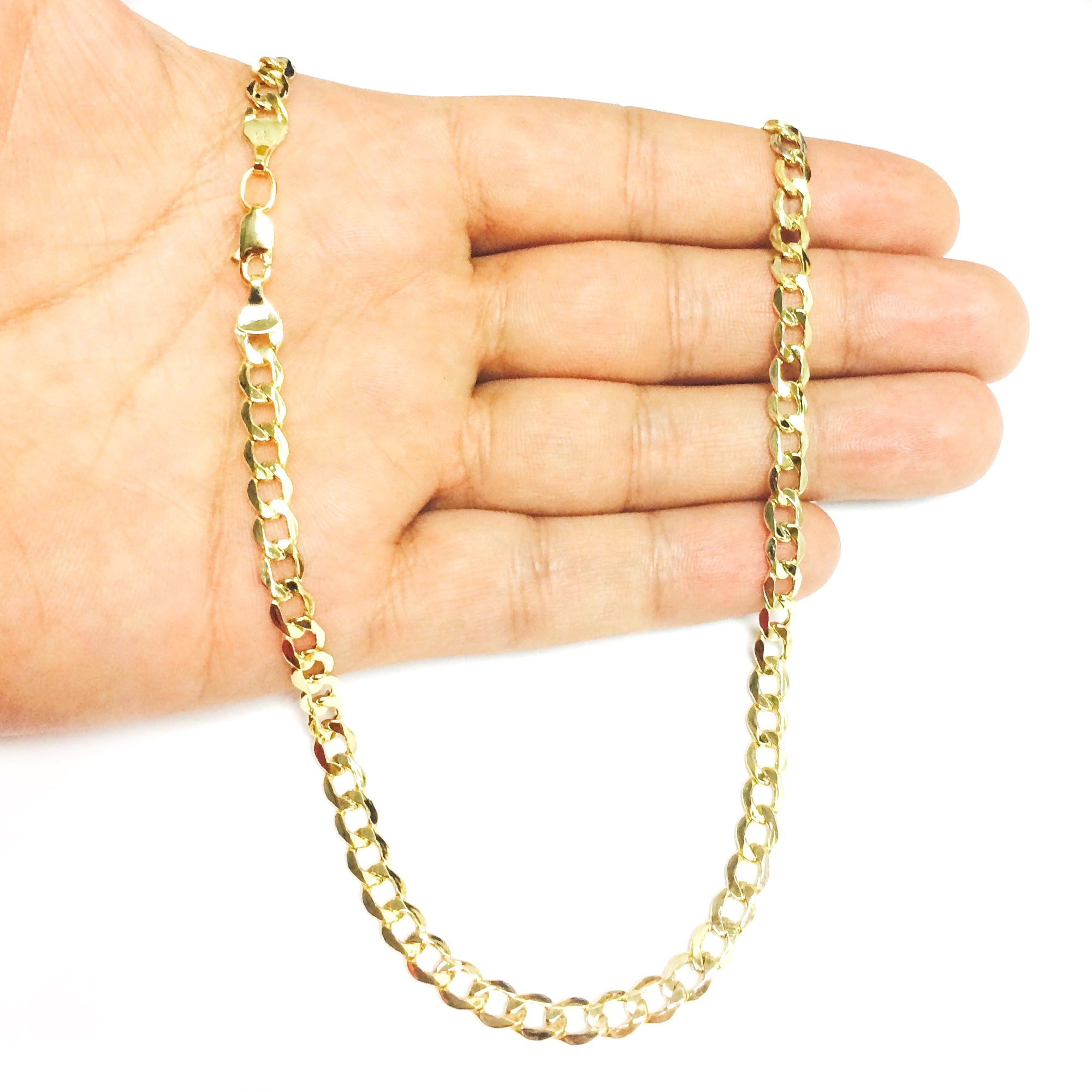 14k Yellow Gold Curb Hollow Chain Necklace, Width 5.5mm fine designer jewelry for men and women