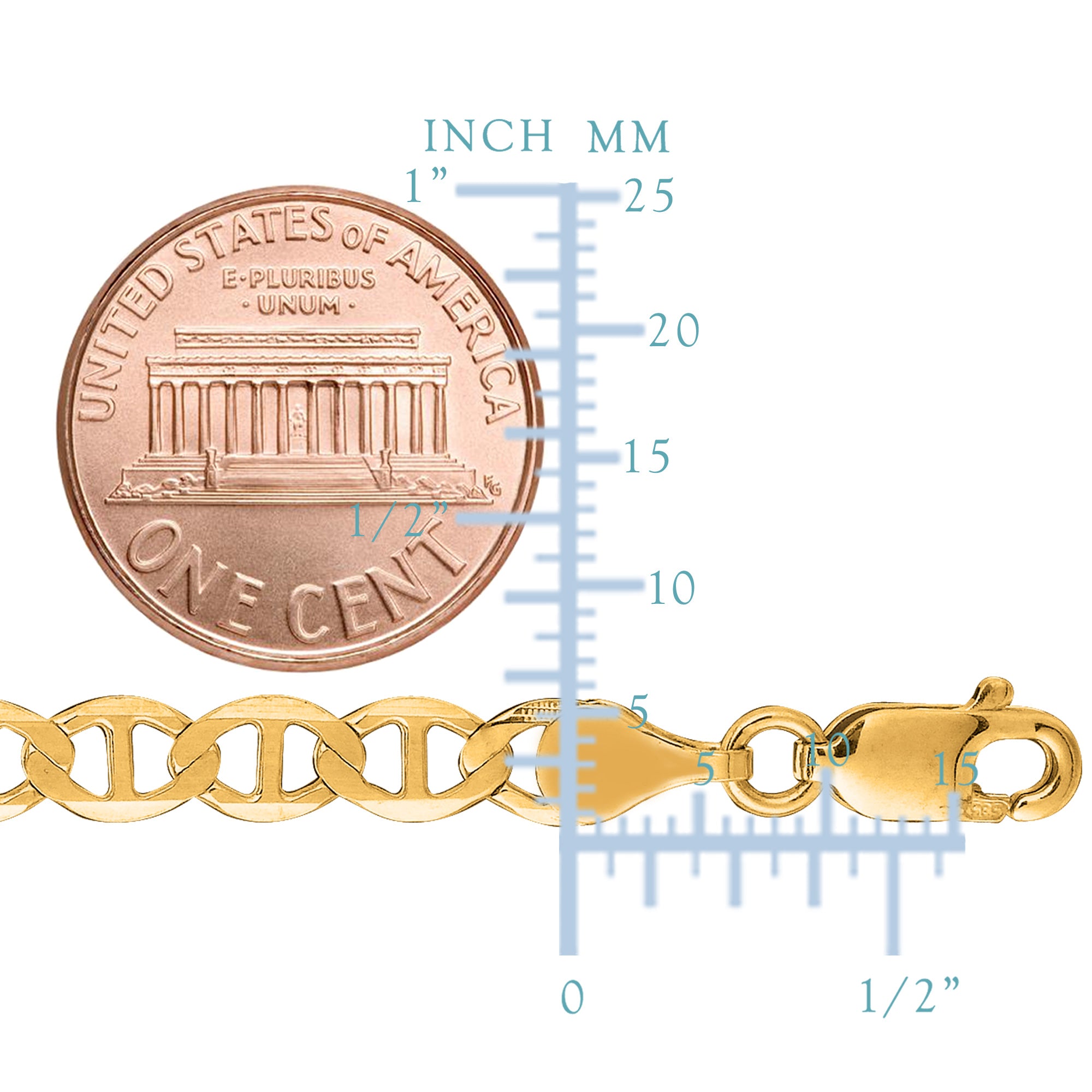 10k Yellow Gold Mariner Link Chain Bracelet, 5.1mm fine designer jewelry for men and women