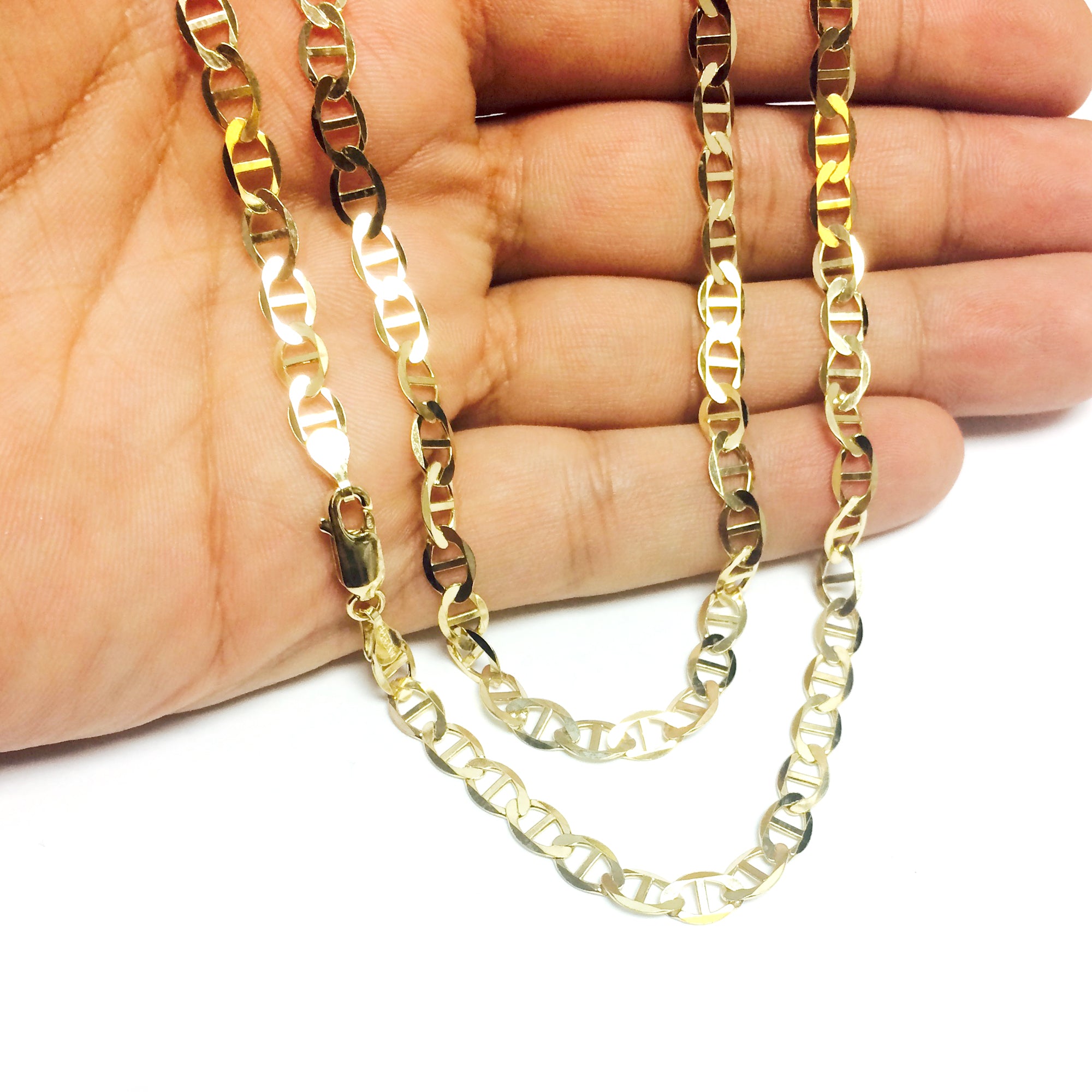 10k Yellow Gold Mariner Link Chain Bracelet, 5.1mm fine designer jewelry for men and women