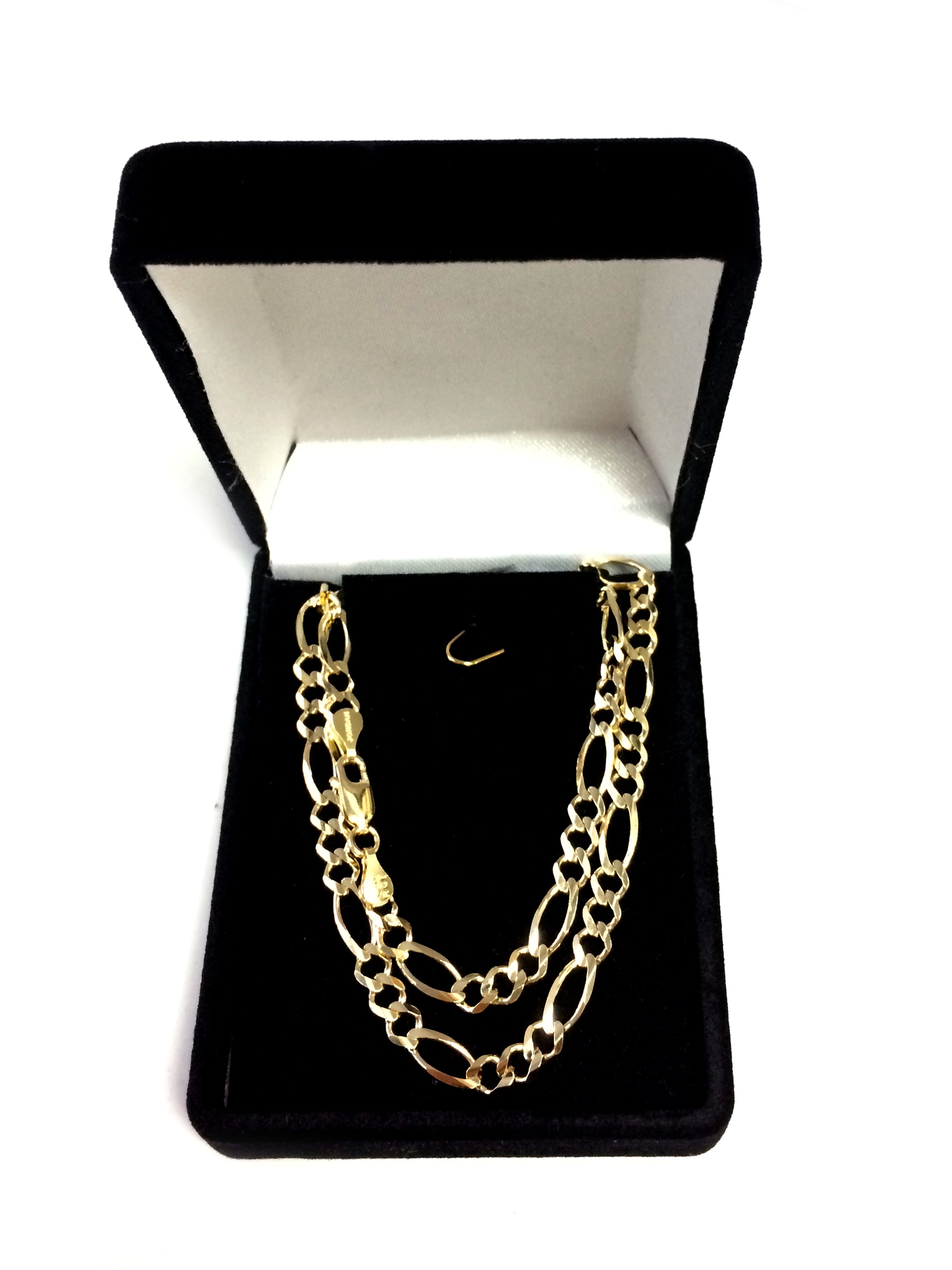 10k Yellow Solid Gold Figaro Chain Necklace, 5.0mm fine designer jewelry for men and women