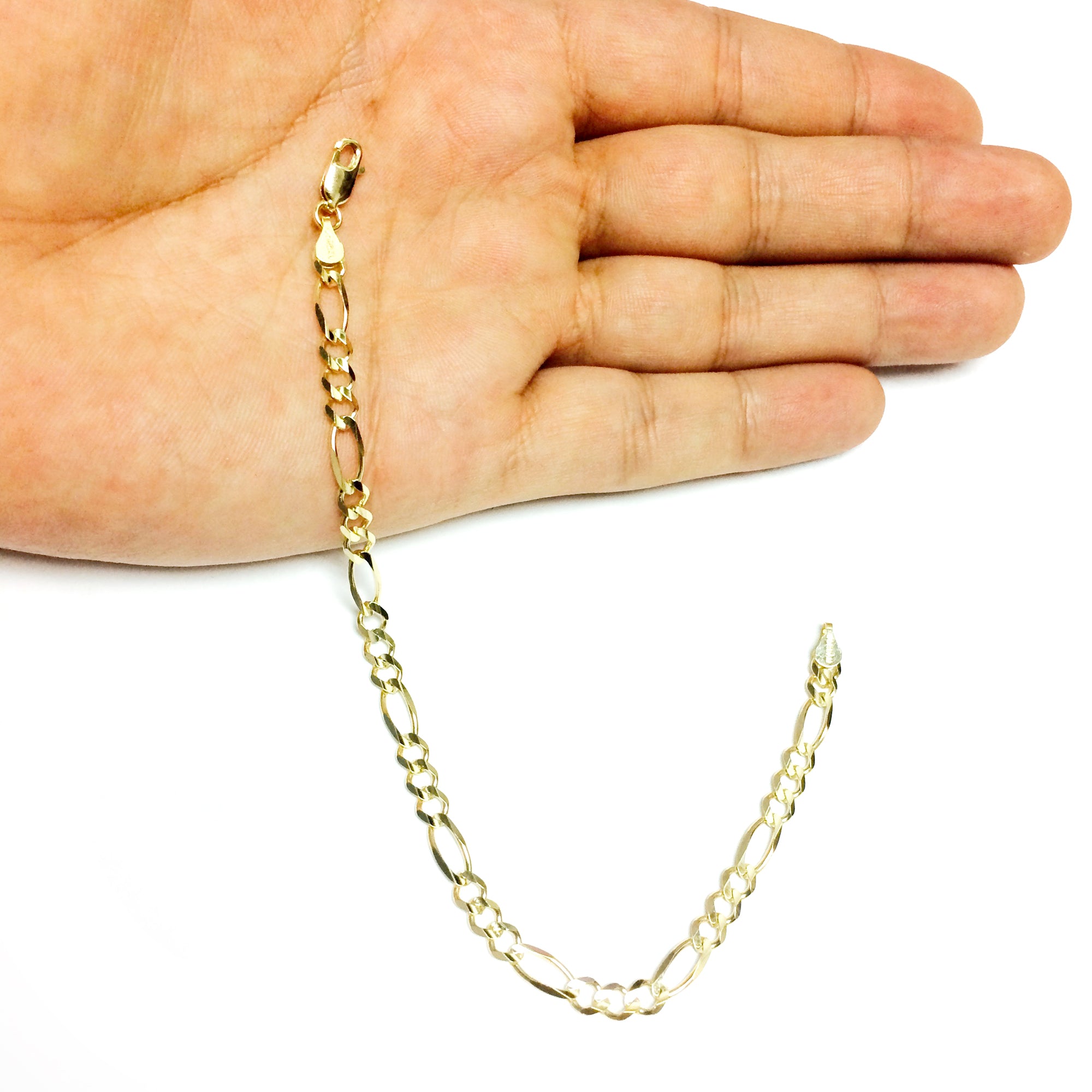 10k Yellow Gold Solid Figaro Chain Bracelet, 5.0mm fine designer jewelry for men and women