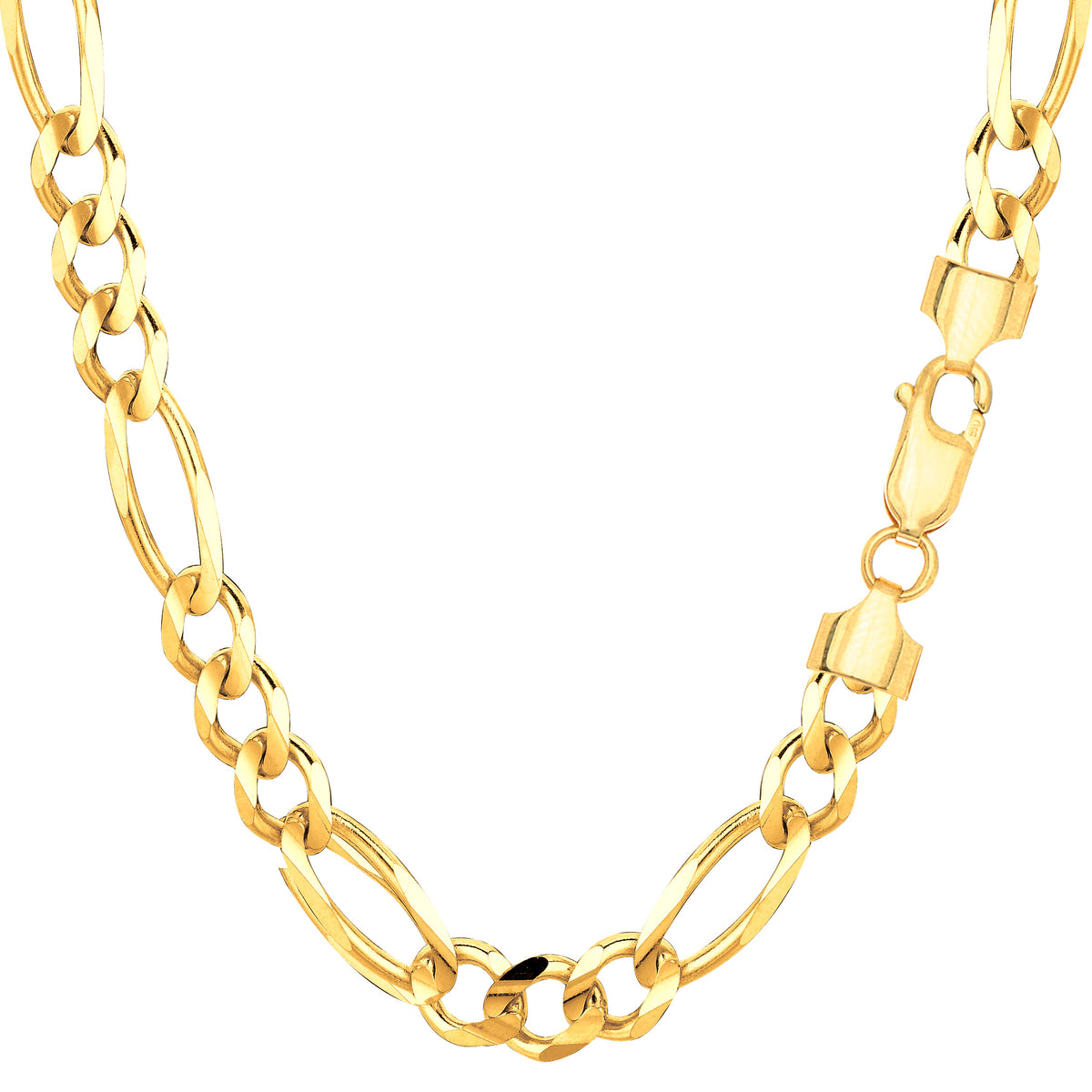 10k Yellow Solid Gold Figaro Chain Necklace, 6.0mm fine designer jewelry for men and women
