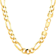 10k Yellow Solid Gold Figaro Chain Necklace, 6.0mm fine designer jewelry for men and women