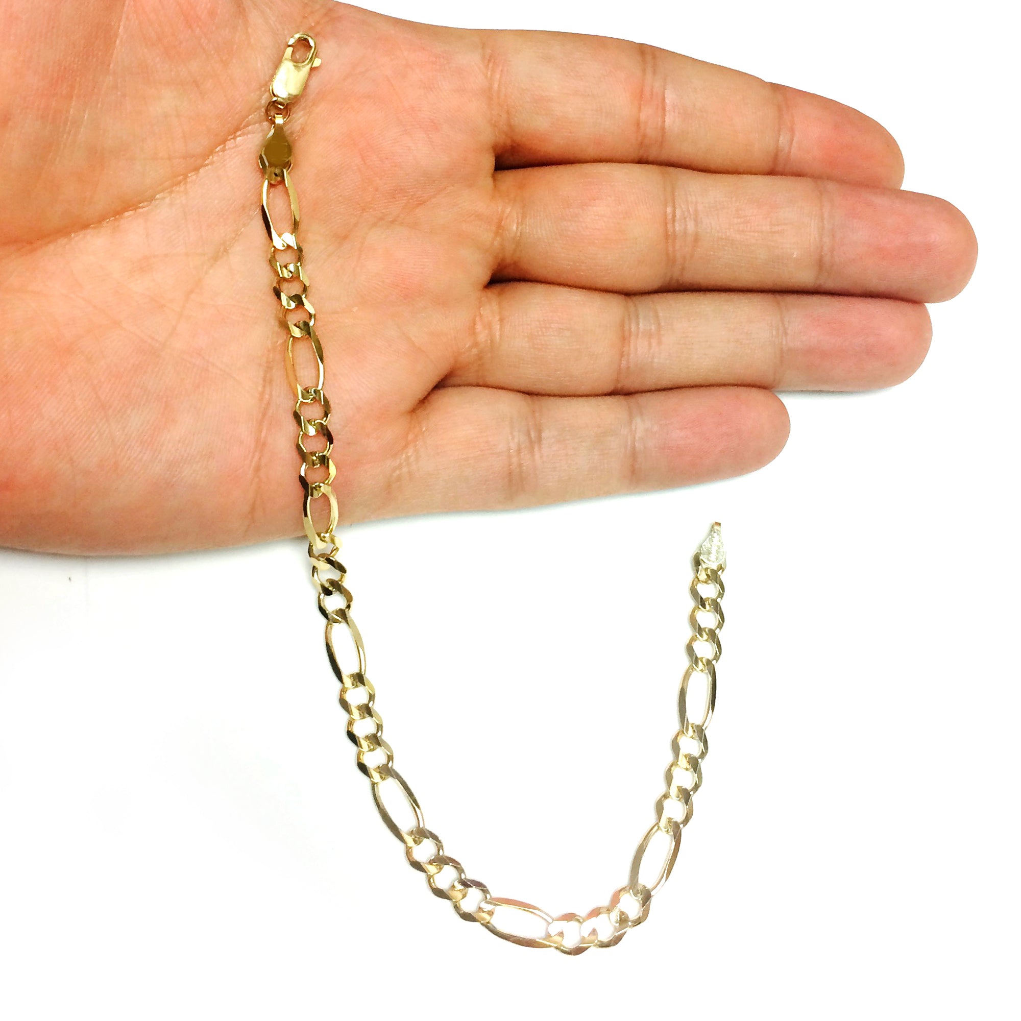 10k Yellow Solid Gold Figaro Chain Bracelet, 5.0mm, 8.5"