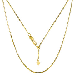 10k Yellow Gold Adjustable Box Link Chain Necklace, 0.85mm, 22" fine designer jewelry for men and women