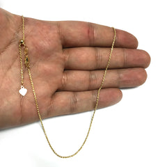 10k Yellow Gold Adjustable Rope Link Chain Necklace, 1.0mm, 22" fine designer jewelry for men and women