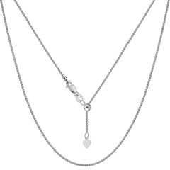 10k White Gold Adjustable Wheat Link Chain Necklace, 1.0mm, 22" fine designer jewelry for men and women