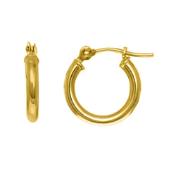 10k Yellow Gold Round Shape Hoop Earrings, Diameter 10mm fine designer jewelry for men and women