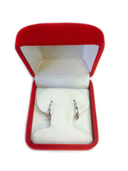 10k White Gold Shiny Diamond Cut Round Hoop Earrings, Diameter 15mm fine designer jewelry for men and women