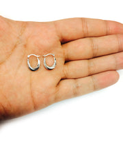 10k White Gold Swirl Design Oval Hoop Earrings, Diameter 15mm fine designer jewelry for men and women