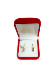 10k Yellow Gold Shiny Bamboo Round Hoop Earrings, Diameter 18mm fine designer jewelry for men and women