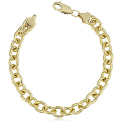14K Yellow Gold Filled Rolo Chain Bracelet, 7.6mm, 8.5" fine designer jewelry for men and women