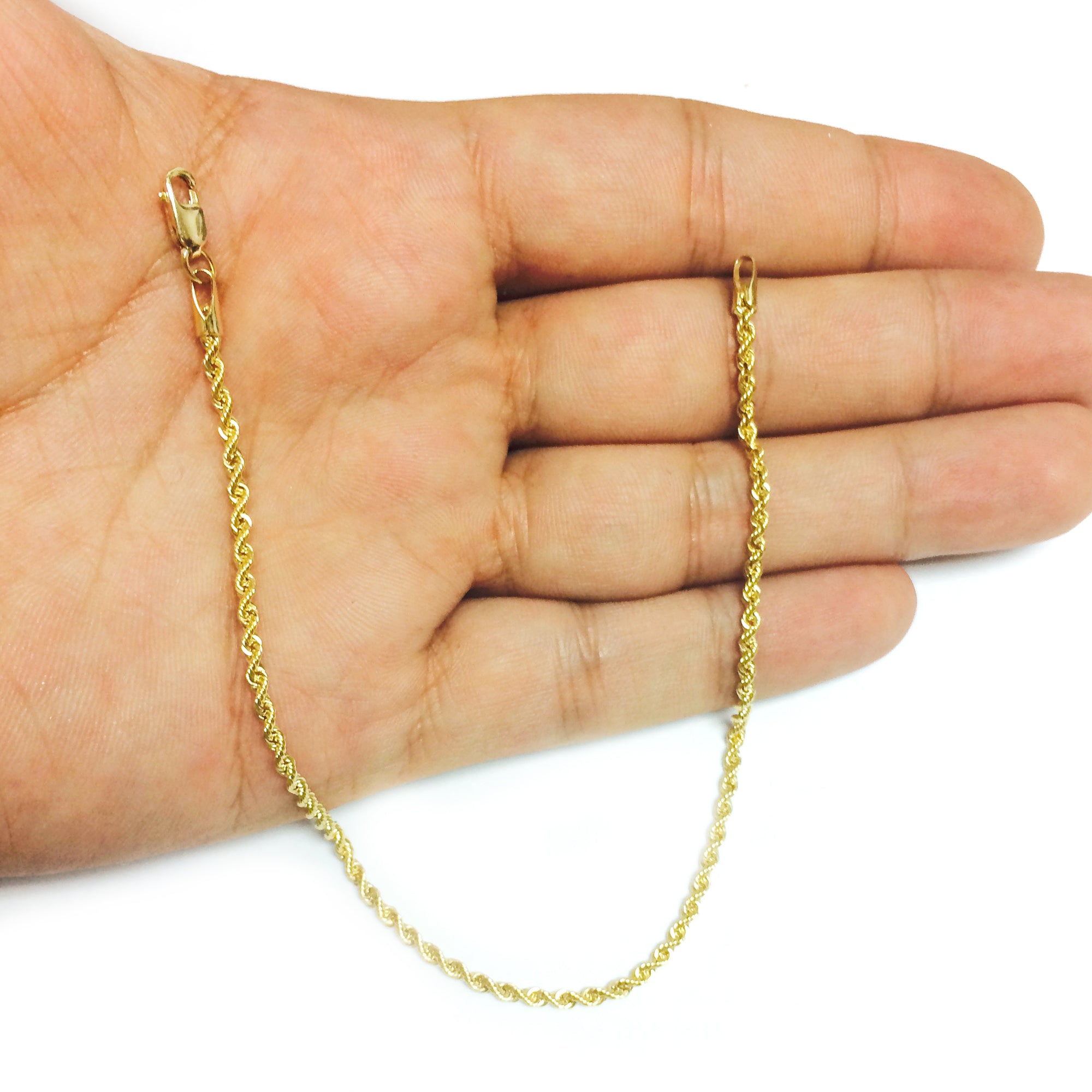 14K Yellow Gold Filled Solid Rope Chain Bracelet, 2.1mm, 8.5" fine designer jewelry for men and women