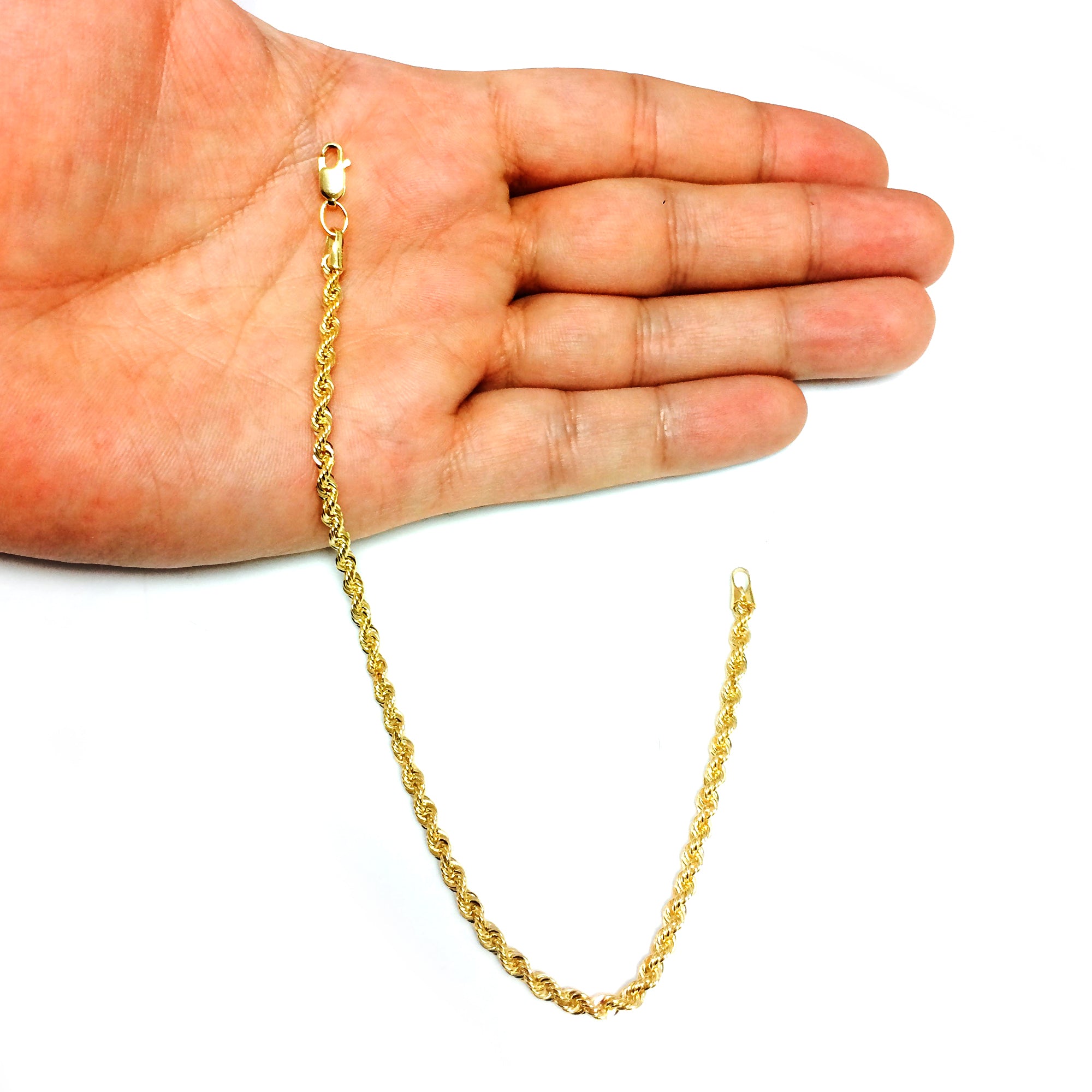14K Yellow Gold Filled Solid Rope Chain Bracelet, 3.2mm, 8.5" fine designer jewelry for men and women