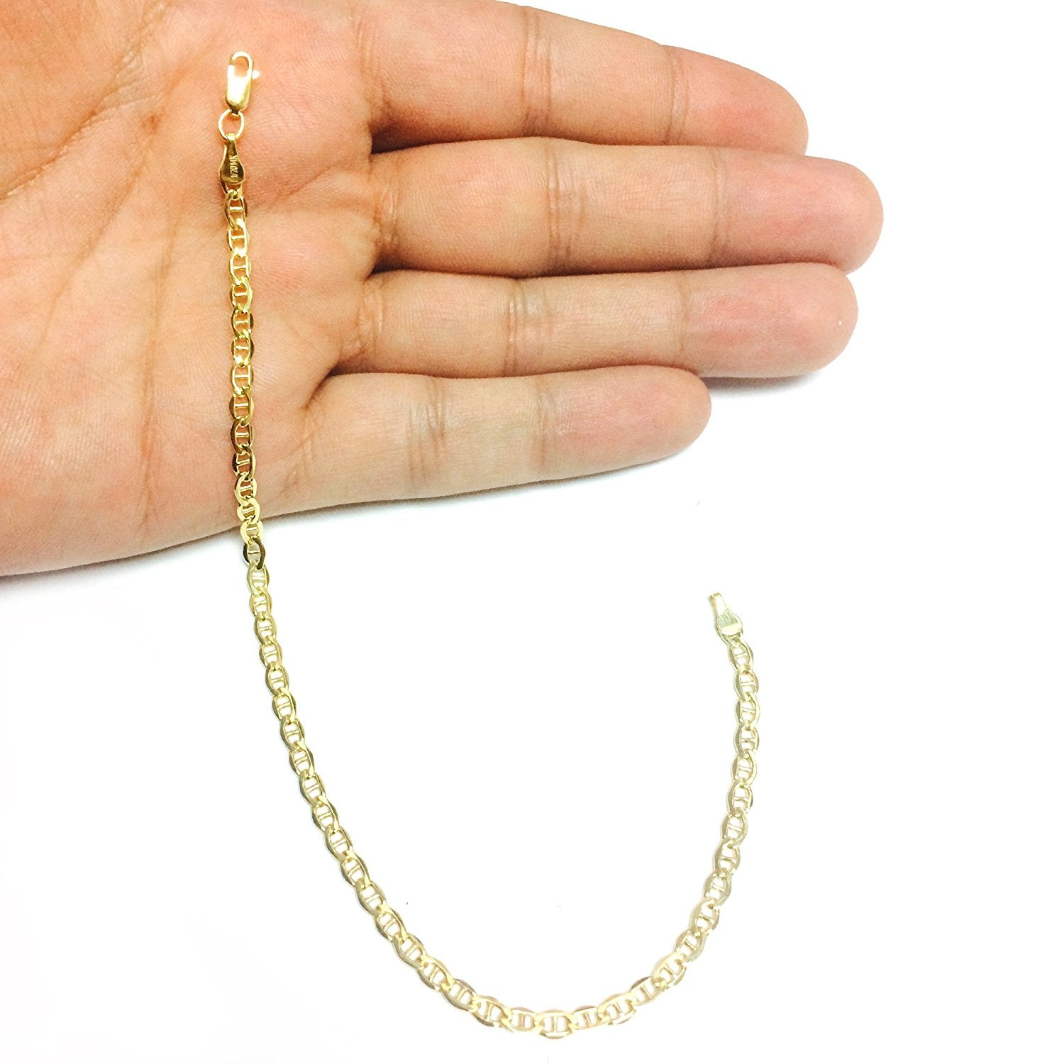 14K Yellow Gold Filled Solid Mariner Chain Bracelet, 3.2mm, 8.5" fine designer jewelry for men and women