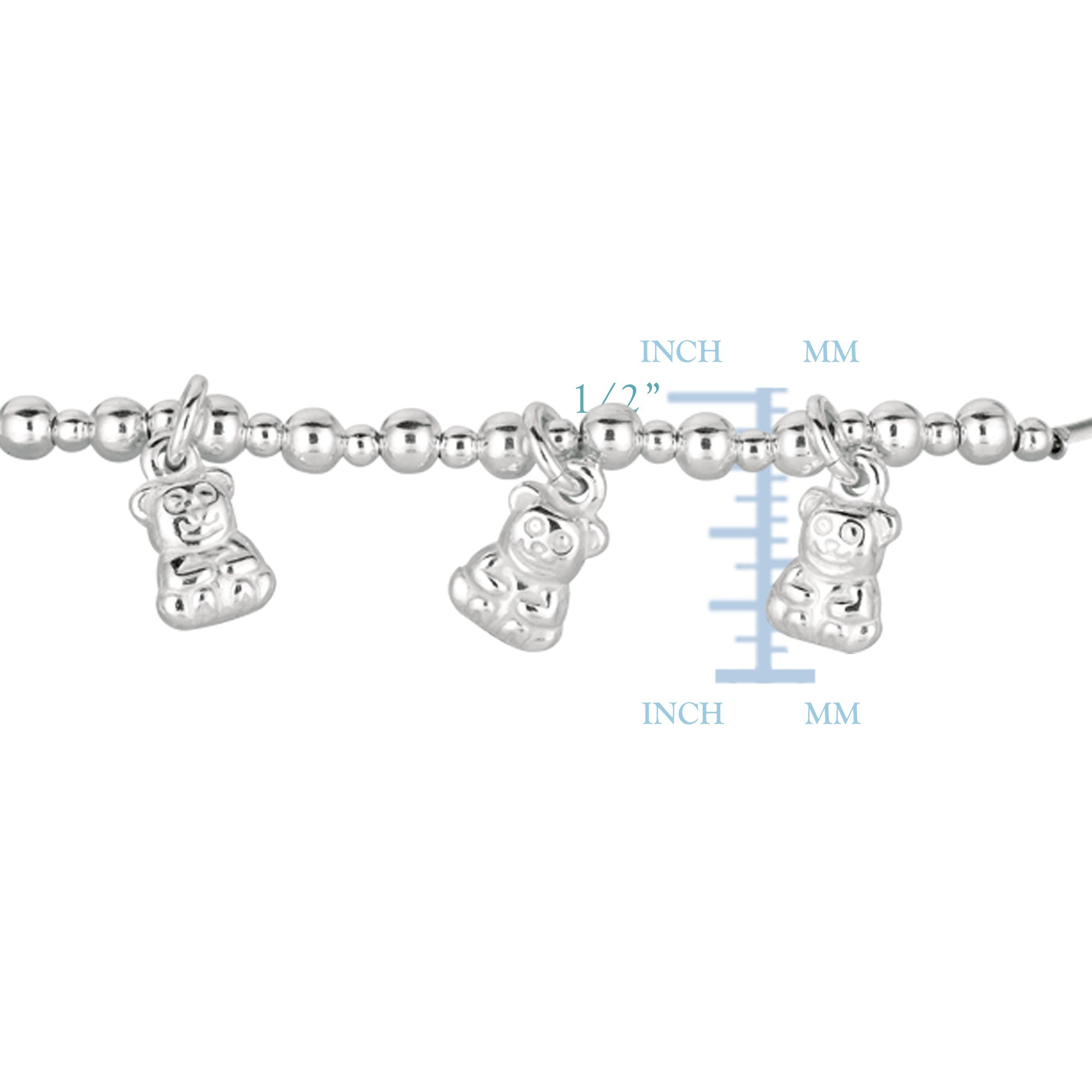 Baby Bangle With Dangling Teddy Bear Charms In Sterling Silver - 5.5 Inch fine designer jewelry for men and women