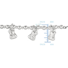 Baby Bangle With Dangling Teddy Bear Charms In Sterling Silver - 5.5 Inch fine designer jewelry for men and women
