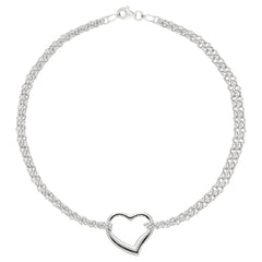 14K White Gold Double Strand With Heart Anklet, 10" fine designer jewelry for men and women