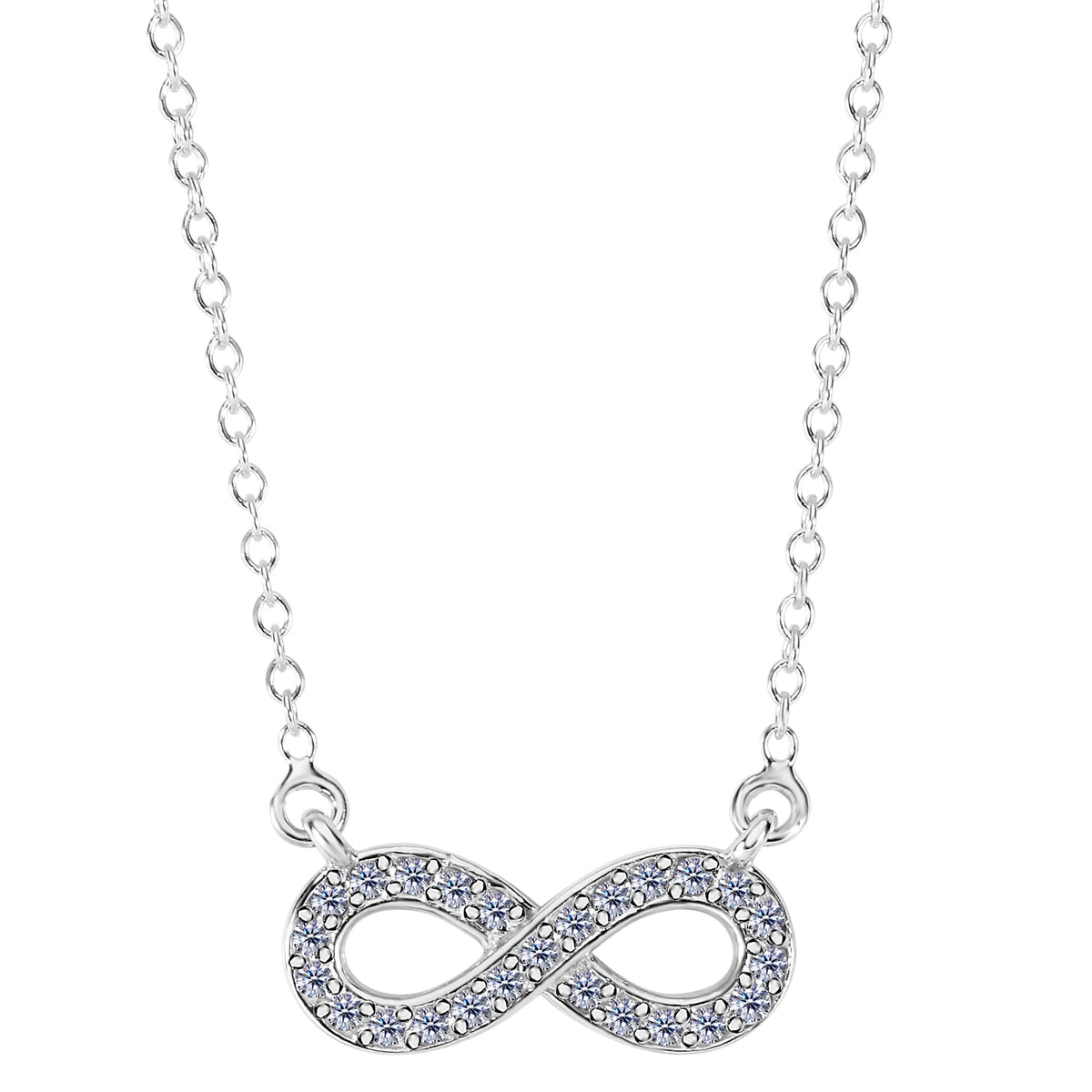 14K White Gold With 0.15 Ct Diamonds Infinity Necklace - 18 Inches fine designer jewelry for men and women