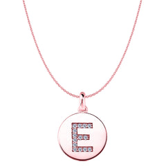 "E" Diamond Initial 14K Rose Gold Disk Pendant (0.14ct) fine designer jewelry for men and women