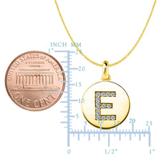 "E" Diamond Initial 14K Yellow Gold Disk Pendant (0.14ct) - JewelryAffairs
 - 2
