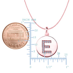 "E" Diamond Initial 14K Rose Gold Disk Pendant (0.14ct) fine designer jewelry for men and women