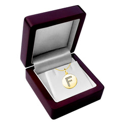 "F" Diamond Initial 14K Yellow Gold Disk Pendant (0.11ct) fine designer jewelry for men and women