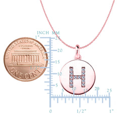 "H" Diamond Initial 14K Rose Gold Disk Pendant (0.12ct) fine designer jewelry for men and women
