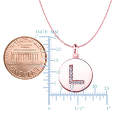 "L" Diamond Initial 14K Rose Gold Disk Pendant (0.08ct) fine designer jewelry for men and women