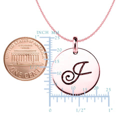 "J" 14K Rose Gold Script Engraved Initial Disk Pendant fine designer jewelry for men and women
