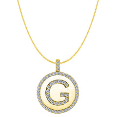 "G" Diamond Initial 14K Yellow Gold Disk Pendant (0.56ct) - JewelryAffairs
 - 1
