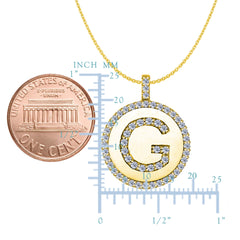 "G" Diamond Initial 14K Yellow Gold Disk Pendant (0.56ct) fine designer jewelry for men and women