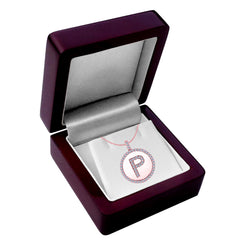 "P" Diamond Initial 14K Rose Gold Disk Pendant (0.55ct) fine designer jewelry for men and women