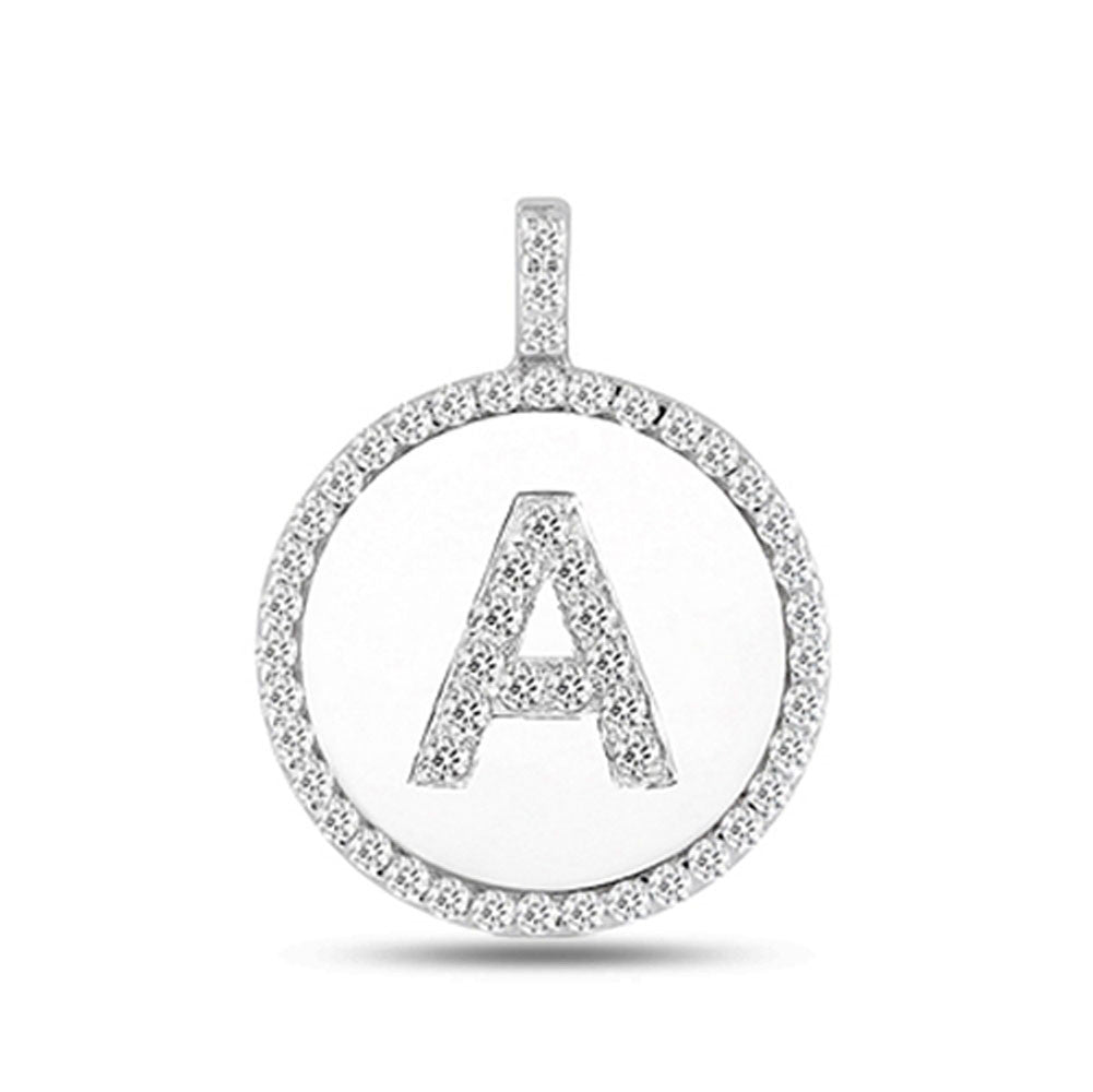 "A" Diamond Initial  14K White Gold Disk Pendant (0.53ct) - JewelryAffairs
 - 2