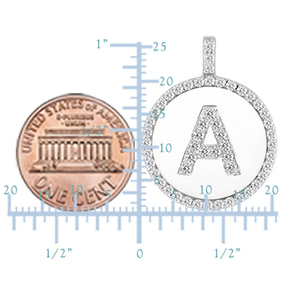 "A" Diamond Initial 14K White Gold Disk Pendant (0.53ct) fine designer jewelry for men and women