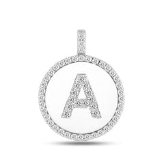 "A" Diamond Initial 14K White Gold Disk Pendant (0.53ct) fine designer jewelry for men and women