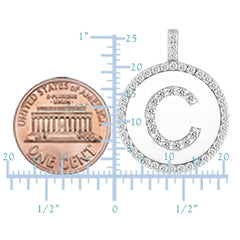 "C" Diamond Initial 14K White Gold Disk Pendant (0.55ct) - JewelryAffairs
 - 3
