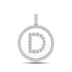 "D" Diamond Initial  14K White Gold Disk Pendant (0.56ct) - JewelryAffairs
 - 2