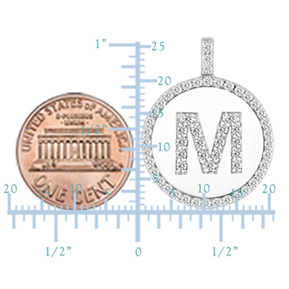 "M" Diamond Initial 14K White Gold Disk Pendant (0.65ct) fine designer jewelry for men and women