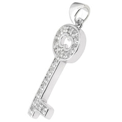 14K White Gold Diamond Vintage Key Pendant (0.10ctw - FG Color - SI2 Clarity) fine designer jewelry for men and women