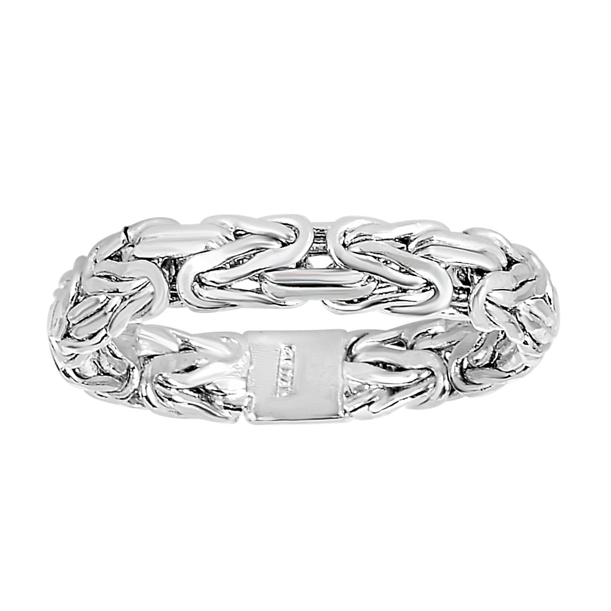 14Kt White Gold Byzantine Style Band - 4mm Wide fine designer jewelry for men and women