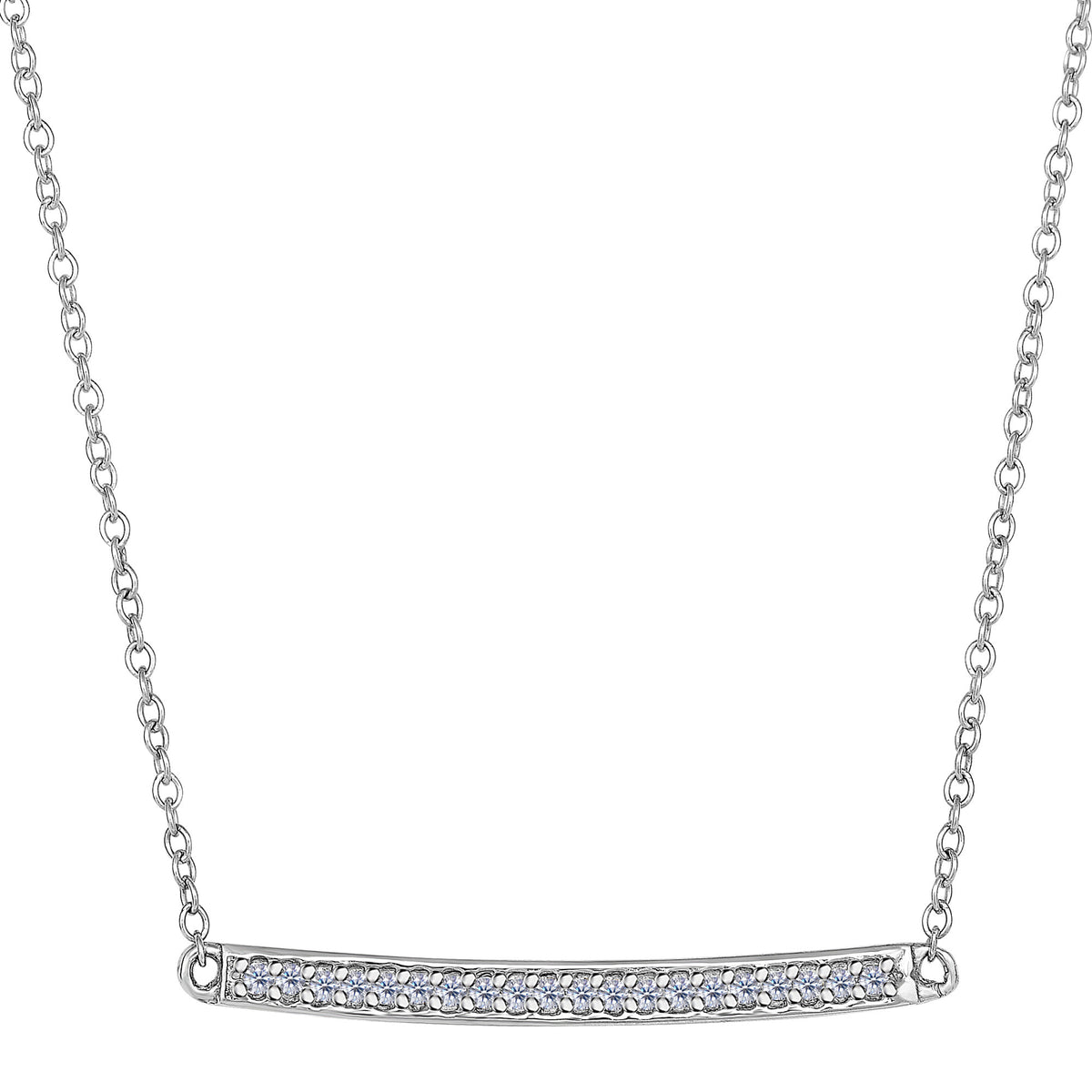 14k White Gold 0.12Ct Diamond Bar Necklace - 18 Inch fine designer jewelry for men and women