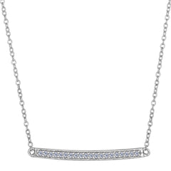 14k White Gold 0.12Ct Diamond Bar Necklace - 18 Inch fine designer jewelry for men and women
