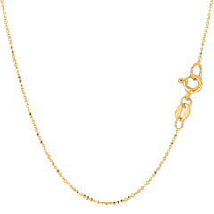 14k Yellow Gold Diamond Cut Bead Chain Necklace, 1.0mm fine designer jewelry for men and women